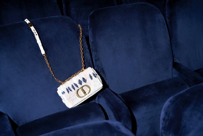 حقيبة Dior Caro صغيرة مطرّزة بنمط Tie & Dior