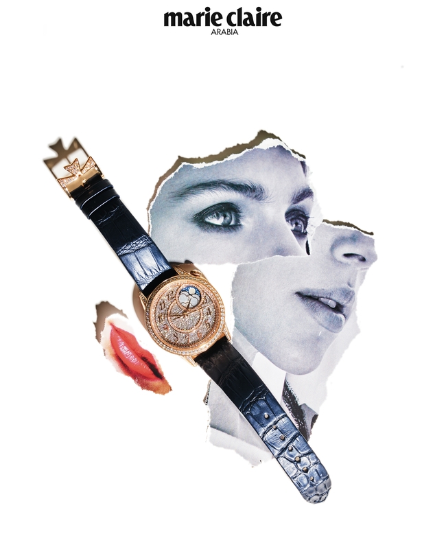 ساعة Égérie Moon Phase Jewellery بإطار من ذهب 5N الوردي عيار 18 قيراطاً ومرصّعة بـ1377 حجر ألماس من Vacheron Constantin .