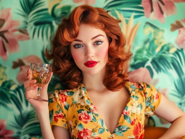 تسريحة Auburn 1960s Flip Hairstyle with Playful Volume