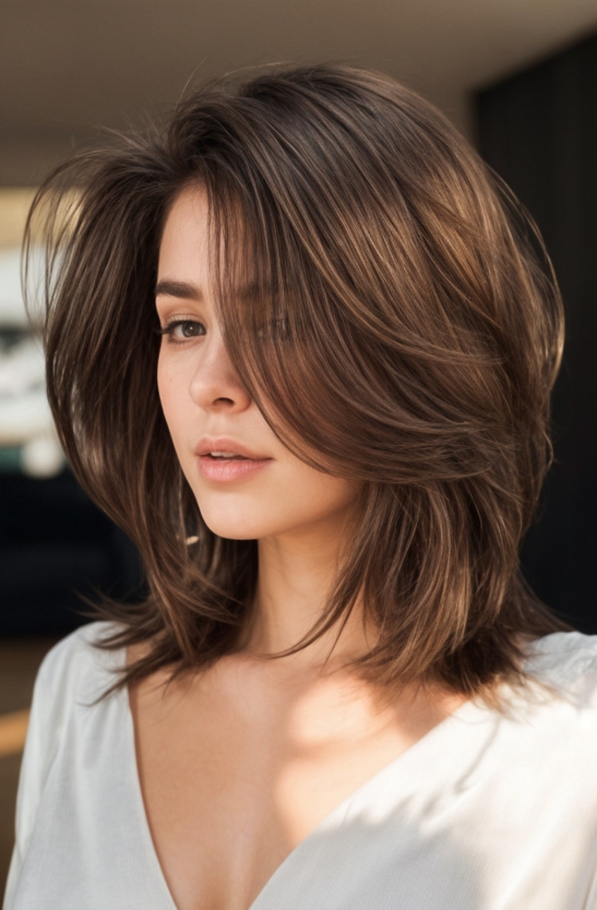 تسريحة Medium Layers with Feathered Volume