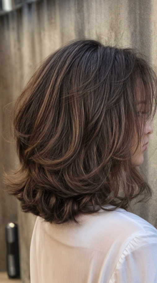تسريحة Voluminous Tousled Layers with Wispy Ends
