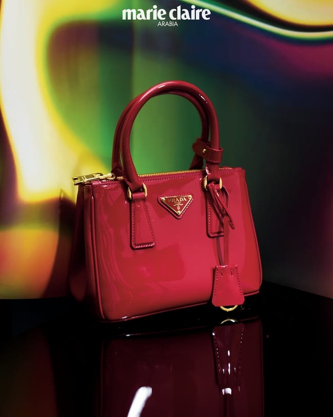 حقيبة Prada Galleria من الجلد اللامع