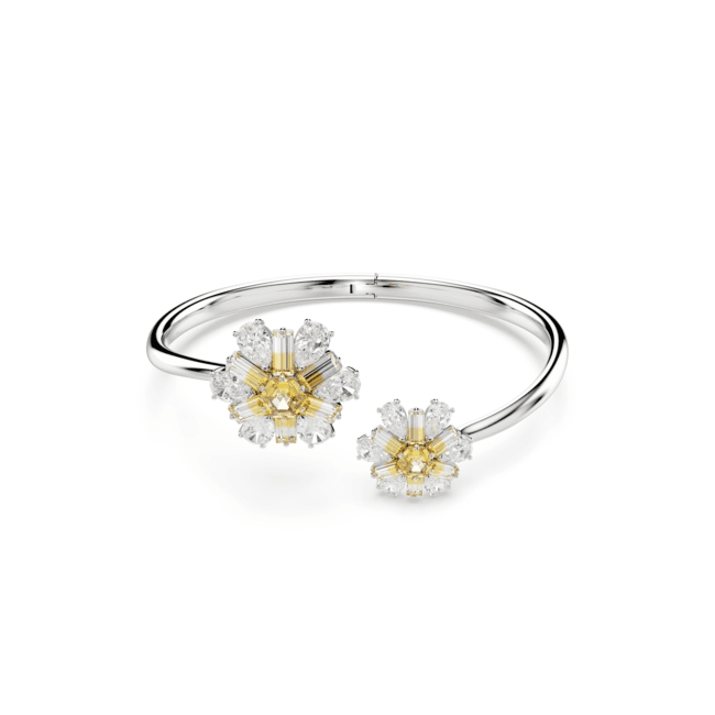 Idyllia bangle, Flower, Yellow, Rhodium plated.png