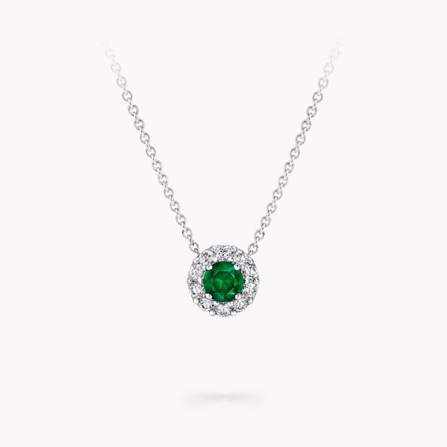 Icon Round Emerald and Diamond Pendant