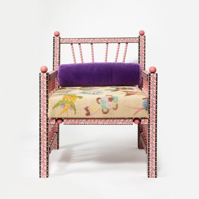 Chair Handpainted wooden chair Madras Lucky, Laura Gonzalez