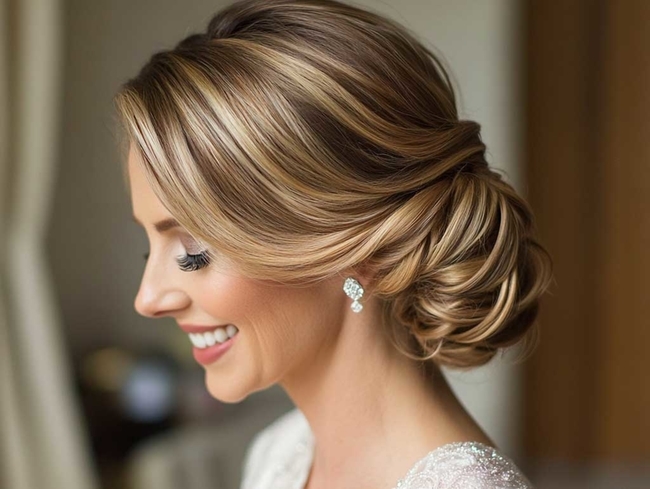 تسريحة Sleek Low Buns in Caramel Highlights