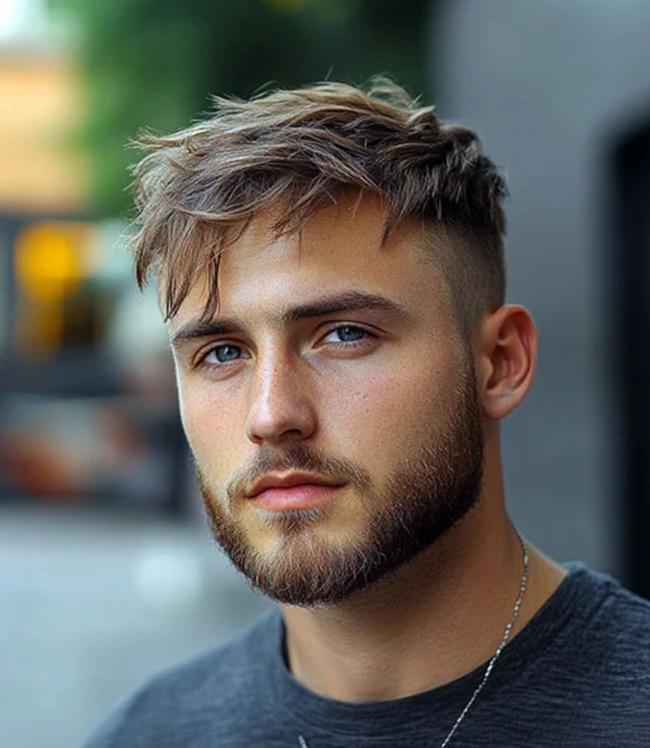 قصة Short, Messy Hair with Taper Fade